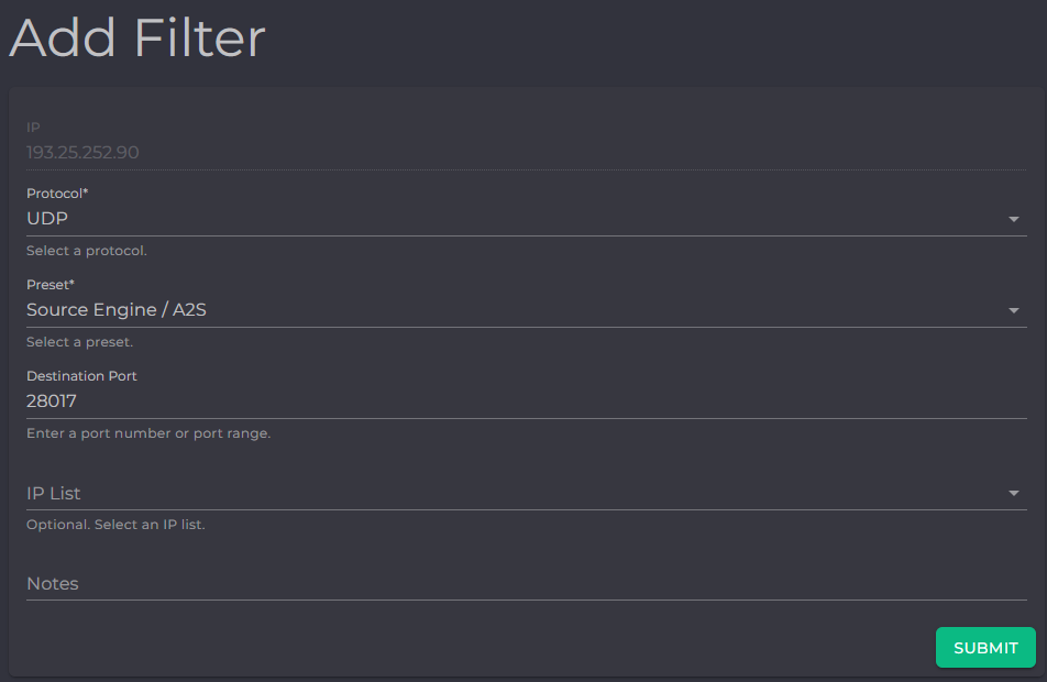Filter for Query Port